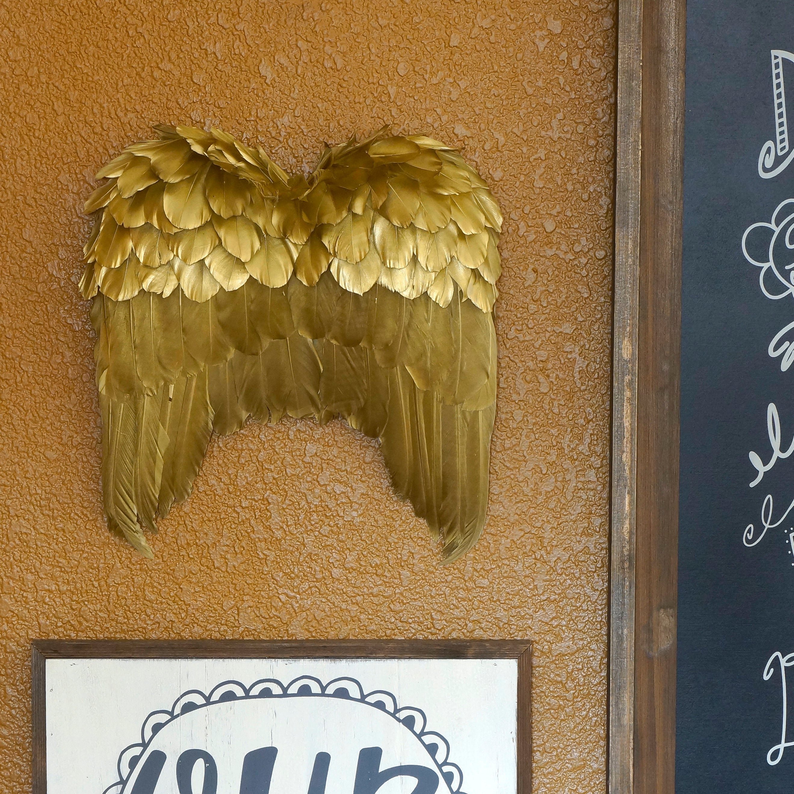 Decorative Gold Angel Feather Wing Ornament, Wall Hanging for Home