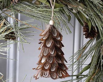 Decorative Mini Feather Tree Ornament - Natural Pheasant - Christmas Decor, Unique Holiday Decorative feather ornament ZUCKER®