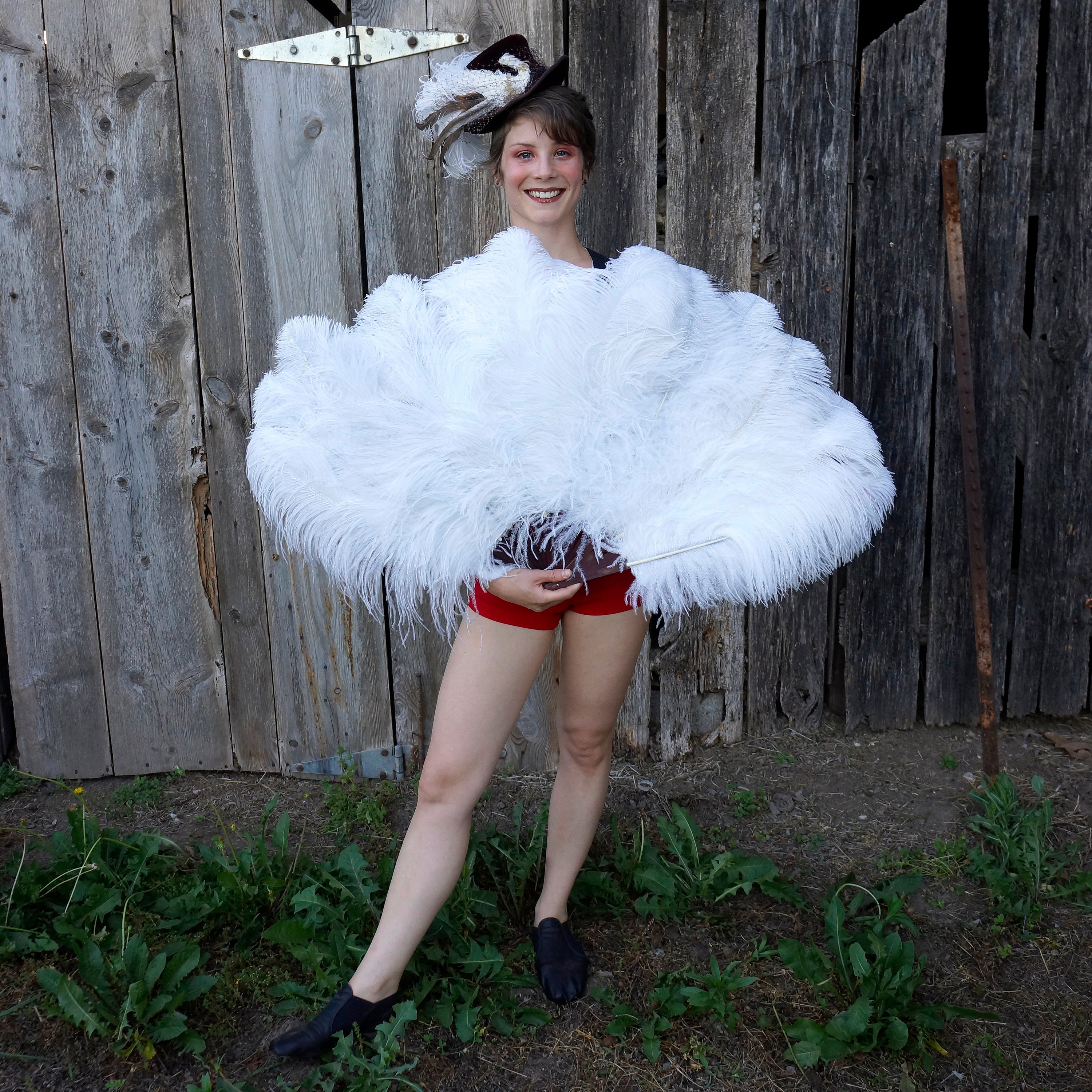 Large White Ostrich Feather Fan, Feather Fan For Burlesque Fan Dance, Showgirl Costume, Boudoir