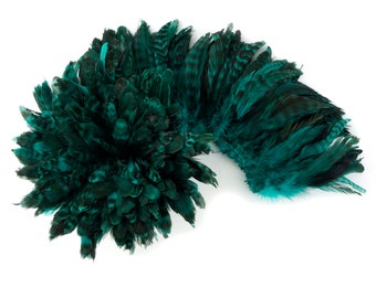 1YD BULK Strung AQUA Chinchilla Coque Tail Feathers 3-6 inches - For Fashion, Costume, Carnival & Cultural Arts Design ZUCKER®