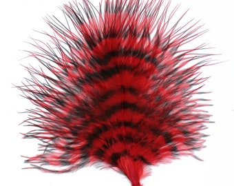 Red & Black Stenciled Marabou Feathers, Loose Turkey Marabou Feathers, 3-4" Soft Fluffy Down, Art and Craft, Fly Fishing Supply ZUCKER®