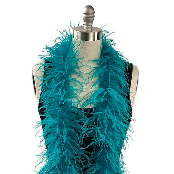 Ostrich Feather Boa, Dark Aqua 2 Ply Value Ostrich Boa Halloween Costume, Dance and Fashion Design ZUCKER® Dyed & Sanitized in the USA