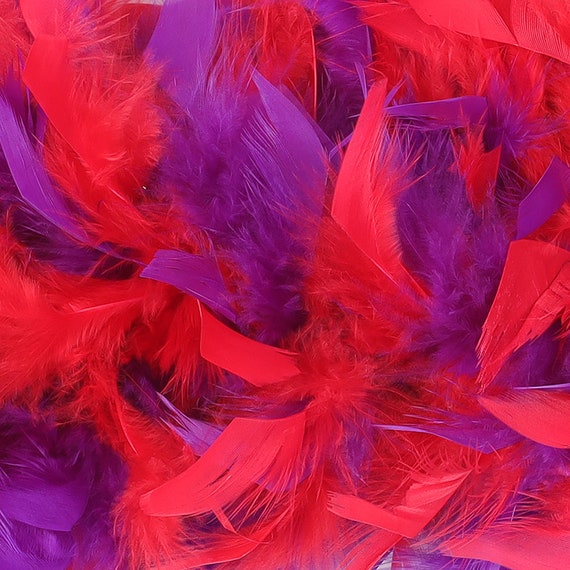 ZuckerFeatherPlace 120 Gram Chandelle Feather Boas Red and Purple Mix 2 Yards for Red Hat Ladies, Party Favors, Dress Up, Dancing, Halloween, Costume Zucker