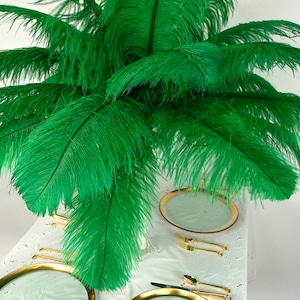 Large Ostrich Feathers 17-25”, 1 to 25 Pieces  Prime Ostrich Femina Wing Plumes KELLY Green, Wedding Centerpiece, Carnival Feathers ZUCKER®