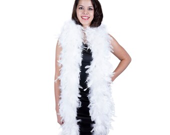 WHITE/SILVER Chandelle Feather Boas Heavy Weight w/Lurex - Perfect for Costume Parties, Halloween, Photobooth and Event Decor ZUCKER®