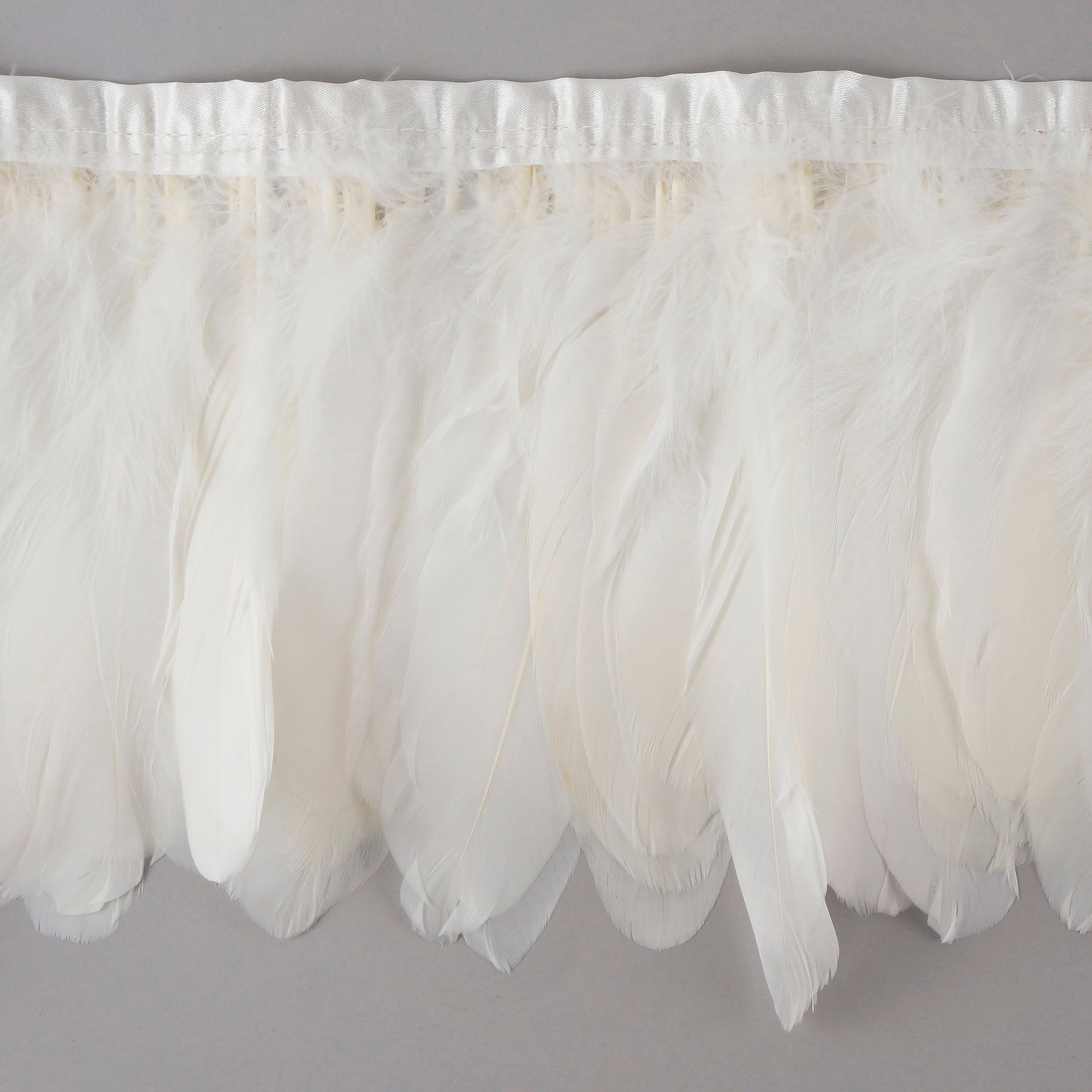 White Feather Fringe, 1 Yard Parried Goose Feather Fringe For DIY Art