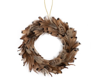 Candle Ring, Small Feather Wreath, Fall Wreath, Natural Pheasant Feather Wreath, Fall Decor, Thanksgiving Table Setting ZUCKER®