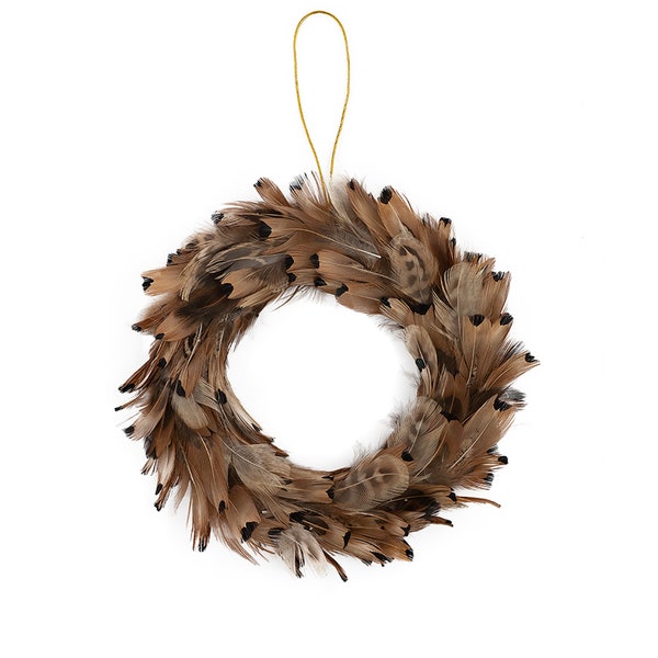 Candle Ring, Small Feather Wreath, Fall Wreath, Natural Pheasant Feather Wreath, Fall Decor, Thanksgiving Table Setting ZUCKER®