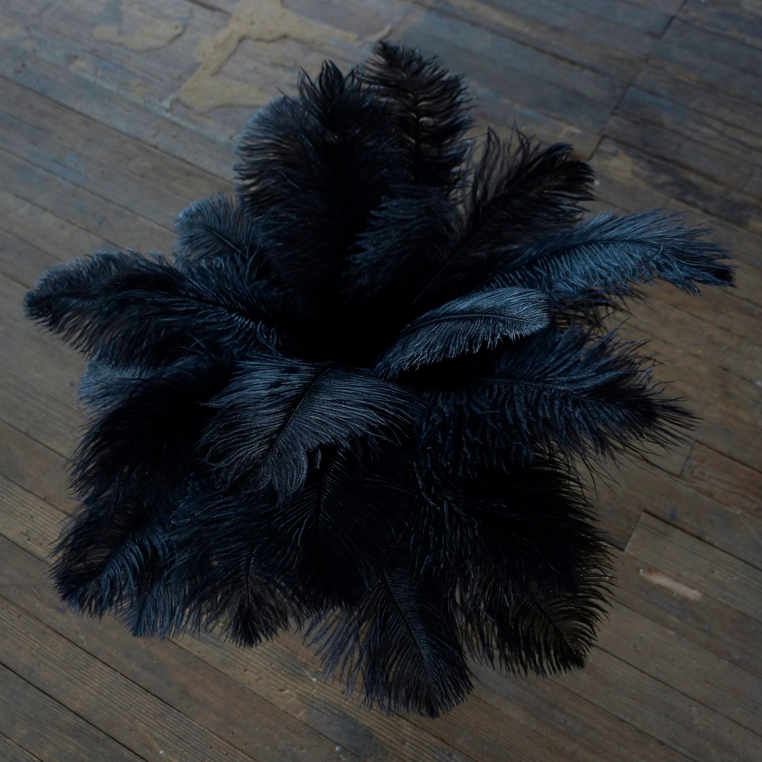 BLACK Ostrich Feather Centerpiece Sets BLACK Eiffel Tower Vase For