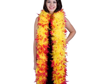 120 Gram Chandelle Feather Boa Tipped Pink & Yellow 2 Yards For Party Favors, Kids Craft, Dress Up, Dancing, Halloween, Costume ZUCKER®