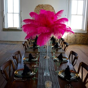 SHOCKINGPINK Ostrich Feather Centerpiece Set CLEAR Eiffel Tower Vase For Great Gatsby Party, Special Event & Wedding Reception Decor ZUCKER®