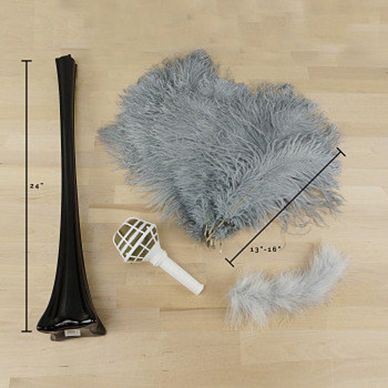 SHOCKINGPINK Ostrich Feather Centerpiece Set BLACK Eiffel Tower Vase For Great Gatsby Party, Special Event & Wedding Reception Decor ZUCKER® image 2