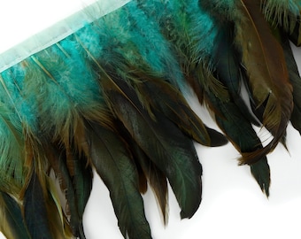 DK.AQUA 1 Yard Dyed over Half Bronze Iridescent Schlappen Feather Fringe approx 6-8" - Costume, Fashion & Millinery Design Fringe ZUCKER®