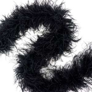 3 Ply Ostrich Feather Boa BLACK 2 Yards For Fashion, Accessory, Halloween, Costume Design, Dress Up, Dancing, Stage Performance ZUCKER®
