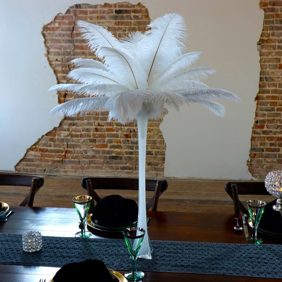 Decorative Feathers Vase, Ostrich Feathers