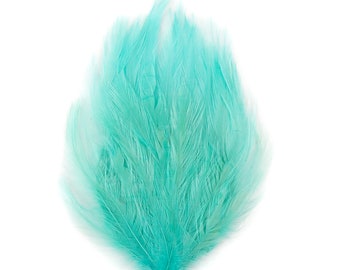LIGHT TURQUOISE Dyed Hackle Pads - Feather Patches For Arts & Crafts, Fascinators, Millinery, Fashion, Costume and Carnival Design ZUCKER®