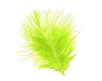 Turkey Feathers, Lime Green Loose Turkey Marabou Feathers, Short and Soft Fluffy Down, Craft and Fly Fishing Supply Feathers ZUCKER®