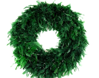 Green Feather with Opal Lurex Wreath, St. Patrick's Day Door Wreath & Wall Décor for Home and Office ZUCKER® Original Designs