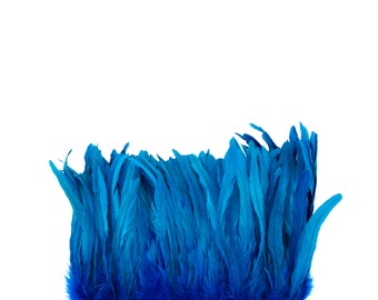 Rooster Tail Feathers, DARK TURQUOISE 8-10" Strung Bleach Dyed Coque Tails, Wholesale Feathers Bulk ZUCKER®
