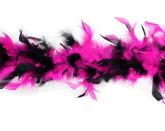 40 Gram Chandelle Feather Boa Classic BLACK & PINK Mix 2 Yards For Party Favors, Kids Craft, Dress Up, Dancing, Halloween, Costume Zucker®