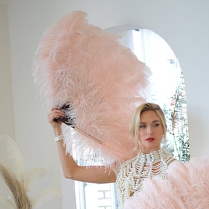 Large Champagne Ostrich Feather Fan For Stage & Theater, Burlesque Fan Dance, Showgirl Costume, Boudoir, Editorial Photoshoots ZUCKER®
