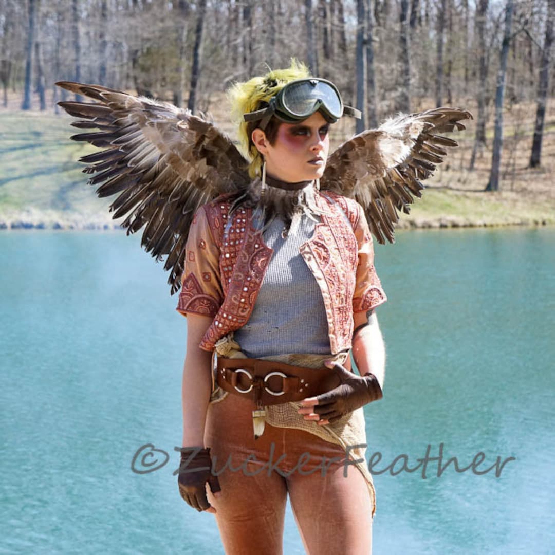 Natural Feather Costume Wings, Brown Feather Wings, Owl Costume