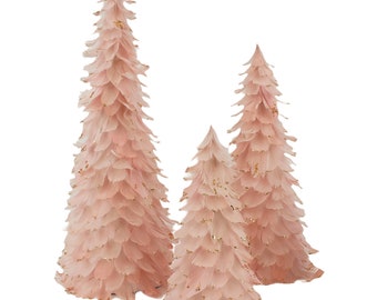 Glittering Decorative Rose Gold Christmas Tree with Golden Tips, Pink Christmas Decorations, Feather Trees for Holiday Special Event ZUCKER®