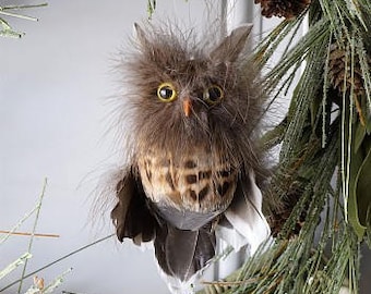 Decorative Owl Ornament - Feather Owl Decoration - Fall Thanksgiving Decor, Unique Holiday Gift Exchange & Christmas Tree Ornaments ZUCKER®