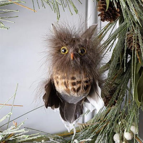 Decorative Owl Ornament - Feather Owl Decoration - Fall Thanksgiving Decor, Unique Holiday Gift Exchange & Christmas Tree Ornaments ZUCKER®