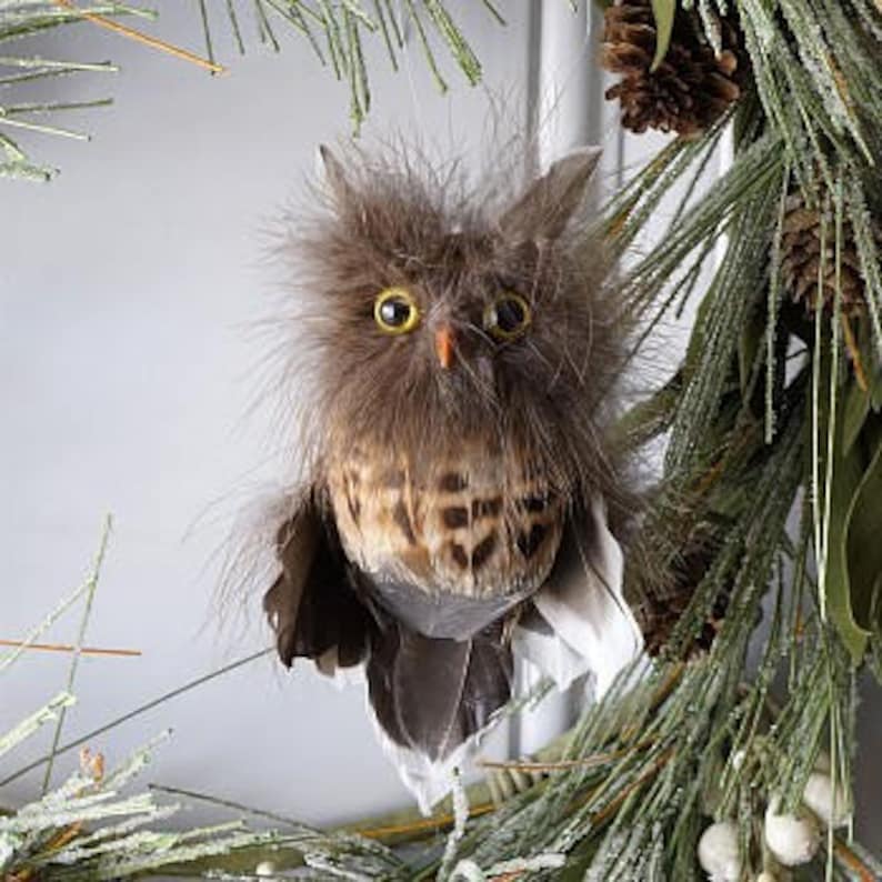 Decorative Owl Ornament Feather Holiday Owl Ornament Fall Etsy UK