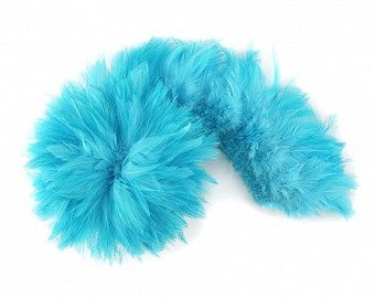 LT TURQUOISE Dyed Rooster Saddle Feathers - Strung 1 Yard for Crafts, Fashion & Costume Design ZUCKER®