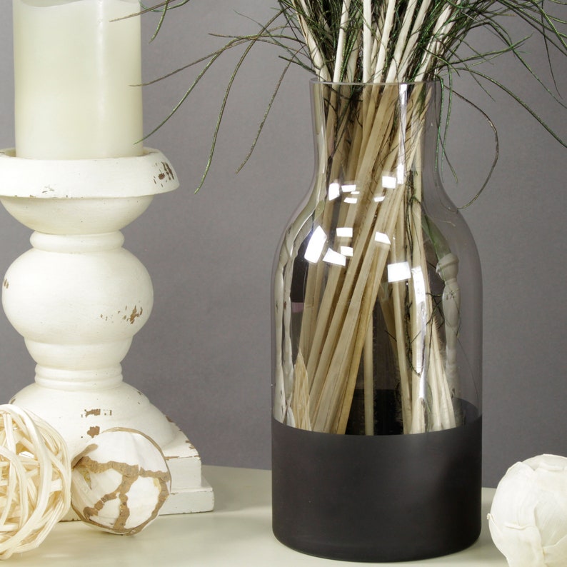 Chalkboard Flower Vase Rustic Glass Vase Jug Smoke Gray Etsy