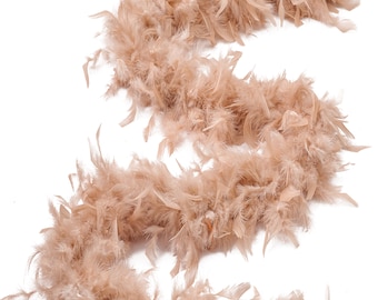 60 Gram Chandelle Feather Boa, Beige 2 Yards For Party Favors, Kids Crafting & Dress Up, Dancing, Wedding, Halloween, Costume ZUCKER®