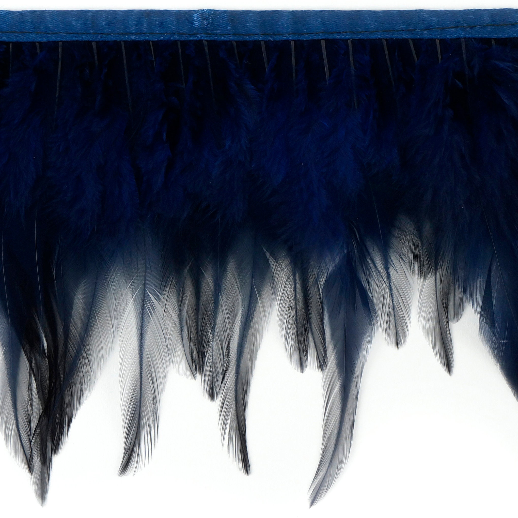 1 Yard NAVY Dyed Saddle Feather Fringe approx 56 Fringe for Costume