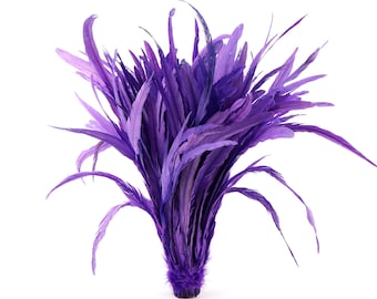 Rooster Tail Feathers, LAVENDER 16-18" Strung Bleach Dyed Coque Tails, Wholesale Feathers Bulk ZUCKER®