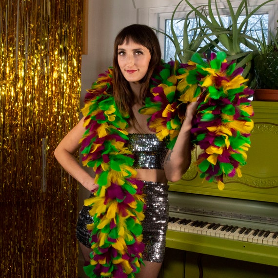 Mardi Gras Feather Boa for Parades, Festivals, Costumes, Halloween