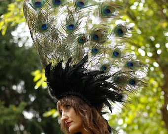 Natural Peacock Collar, Headdress, or Bustle, For Halloween, Masquerade & Costume Balls ZUCKER® Feather Place Original Designs