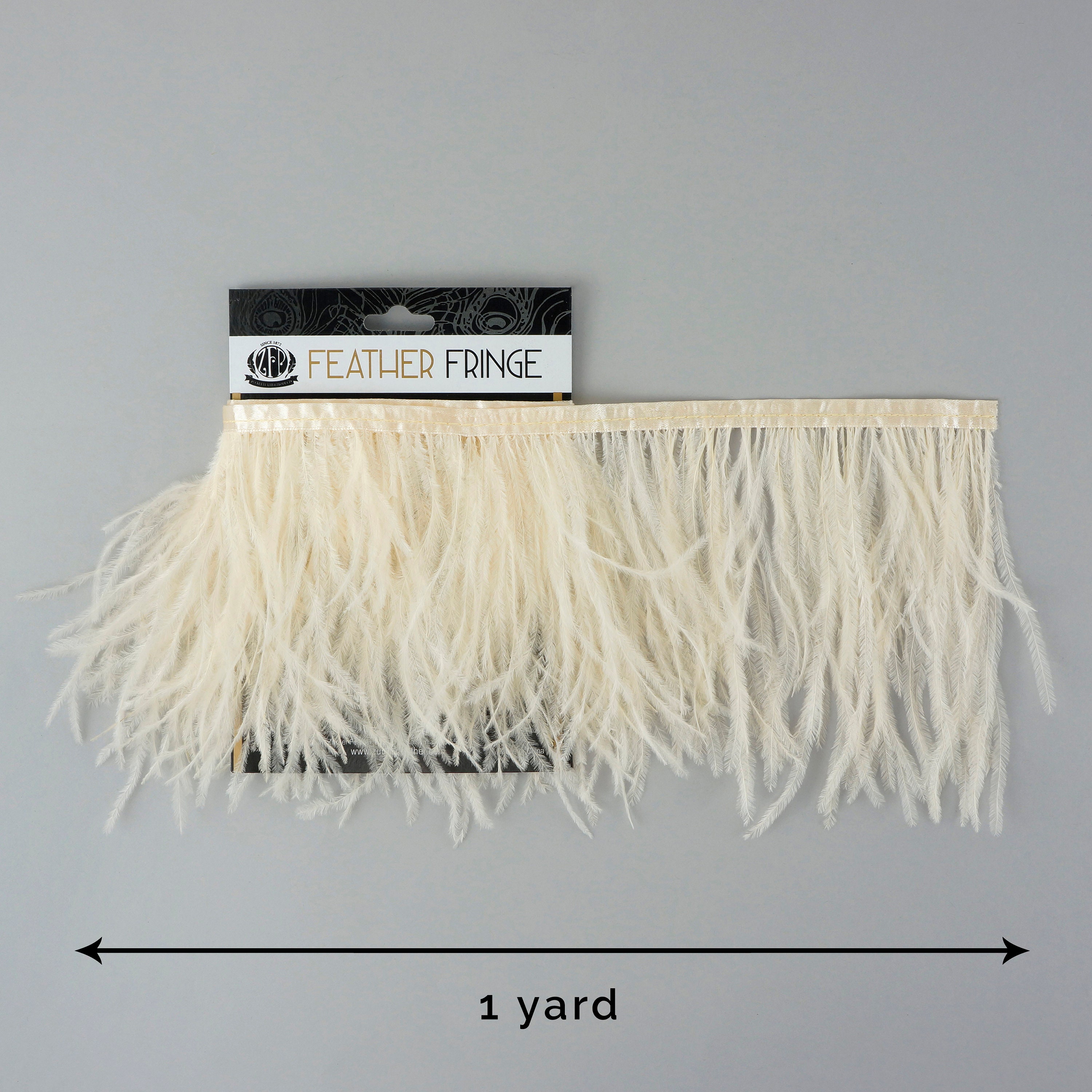 IVORY 1 YARD Ostrich Feather Fringe For Bridal, Carnival Costume