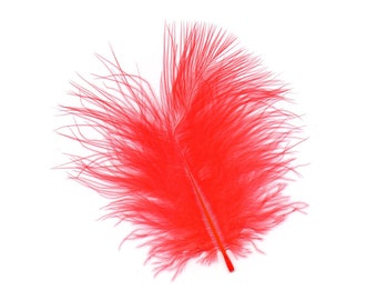 Turkey Feathers, Hot Orange Loose Turkey Marabou Feathers, Short and Soft Fluffy Down, Craft and Fly Fishing Supply Feathers ZUCKER®