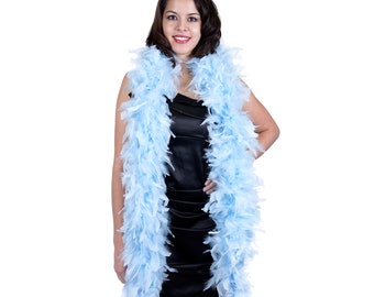 120 Gram Chandelle Feather Boa, Light Blue 2 Yards For Party Favors, Kids Craft & Dress Up, Dancing, Wedding, Halloween, Costume ZUCKER®