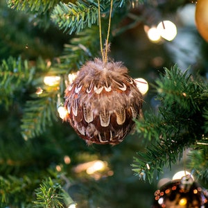 Decorative Feather Mini Ornament - Natural Pheasant - Christmas, Fall Thanksgiving Decor, Unique Holiday Decorative feather ornament ZUCKER®