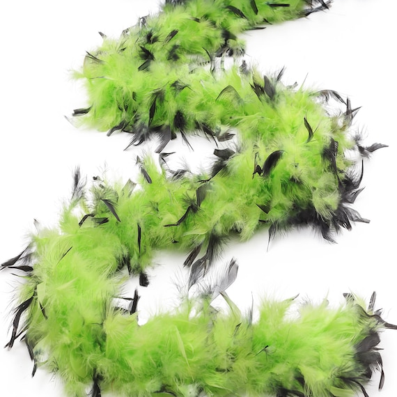 60 Gram Chandelle Feather Boa Tipped LIME & BLACK 2 Yards for Party Favors,  Kids Craft, Dress Up, Dancing, Halloween, Costume ZUCKER® 