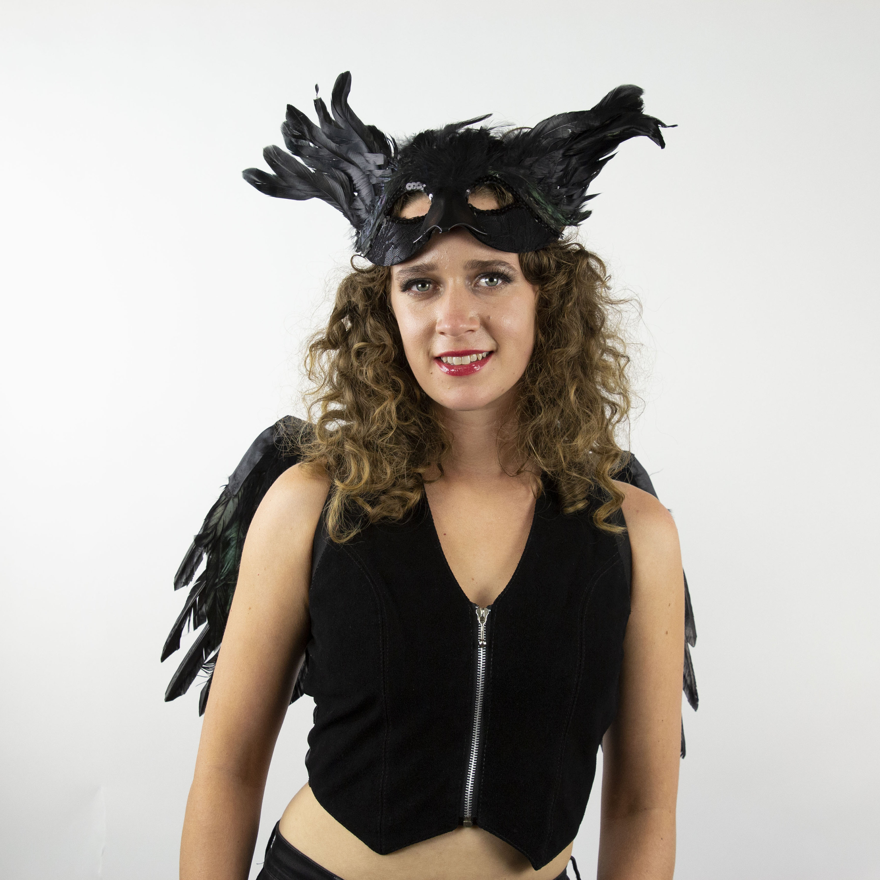 Black Feather Costume Mask for Crow, Blackbird, Raven, Halloween — free download