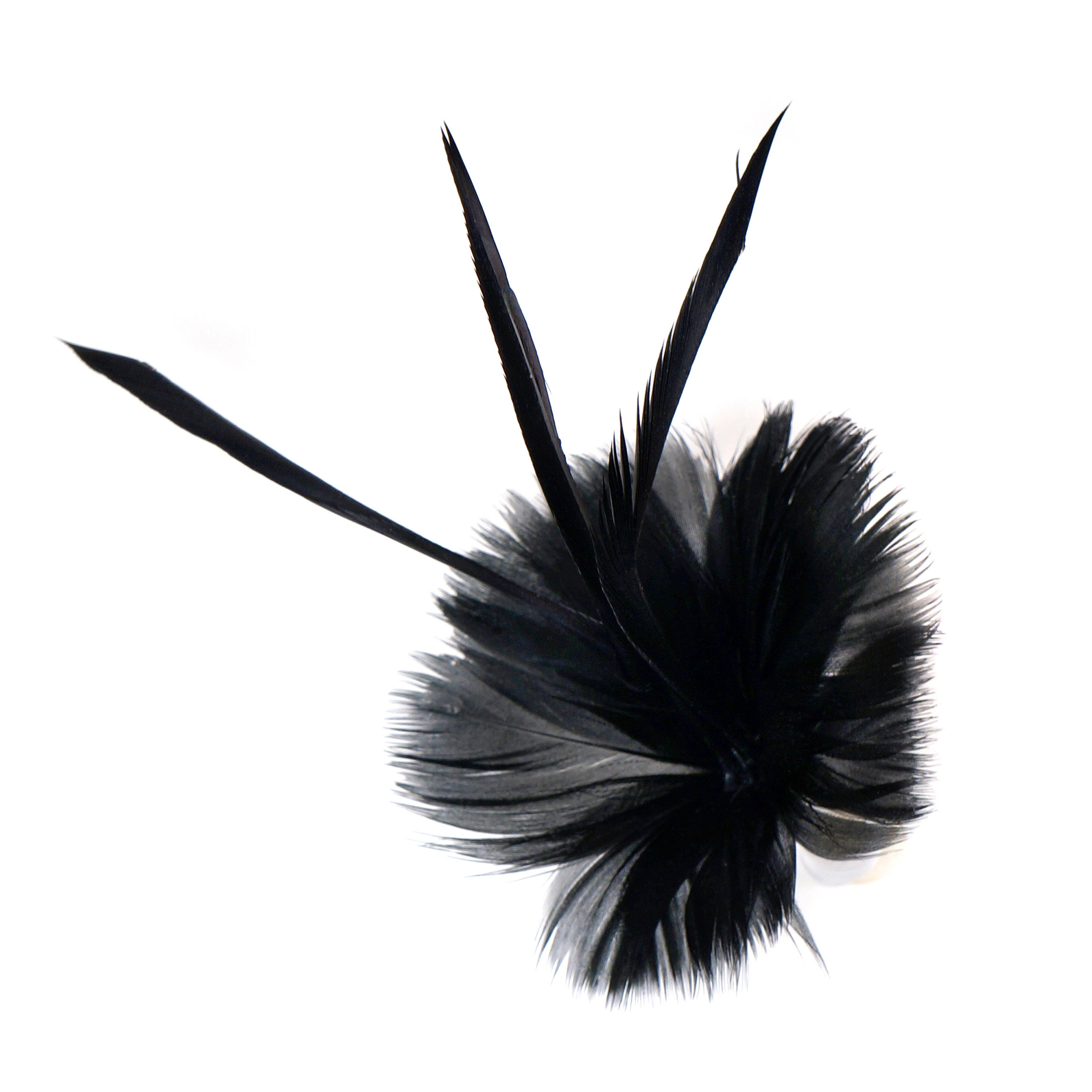 Small Decorative Black Feather Flower Accent for Millinery, Boutonniere