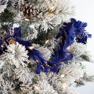 Decorative Navy Blue Feather Garland with Glitter Accents, Navy Blue Christmas Decoration, Special Event & Bridal Decorative Garland ZUCKER®