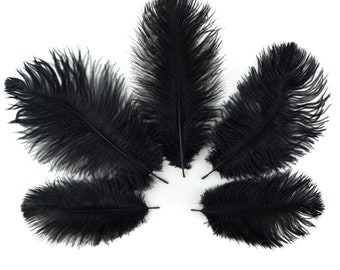 Ostrich Feathers 4-8" BLACK, Mini Ostrich Drabs, Floral Bouquets, Boutonnieres, Small Centerpieces, Hat Trims, ZUCKER®