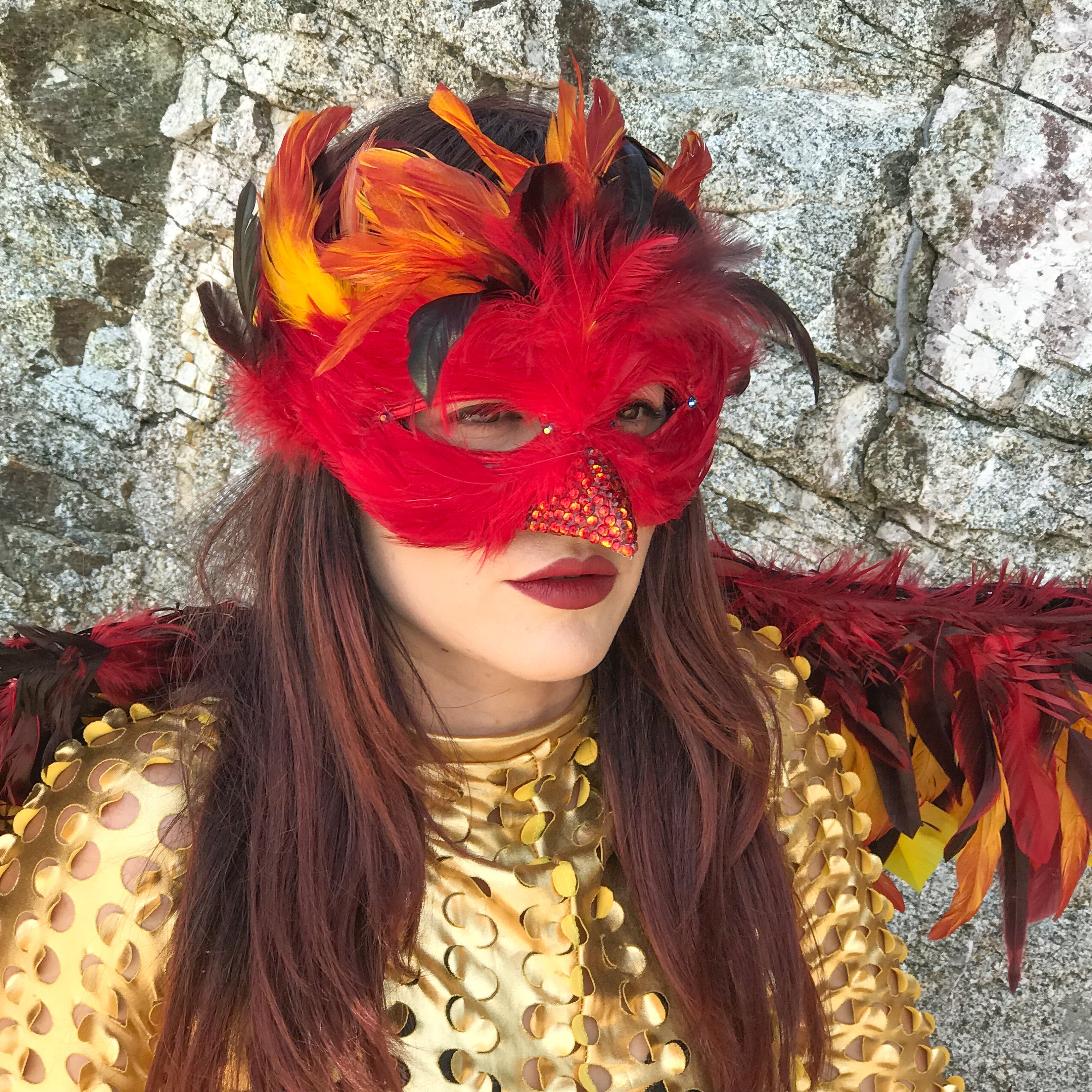 Phoenix Costume Feather Mask, Fire Bird Costume Feather Mask, Unique