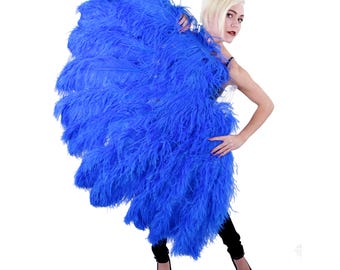 BLUE X-Large Prime Ostrich Feather Fan For Stage & Theater, Burlesque Fan Dance, Showgirl Costume, Boudoir, Editorial Photoshoots ZUCKER®