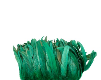 Rooster Tail Feathers, KELLY 8-10" Strung Bleach Dyed Coque Tails, Wholesale Feathers Bulk ZUCKER®