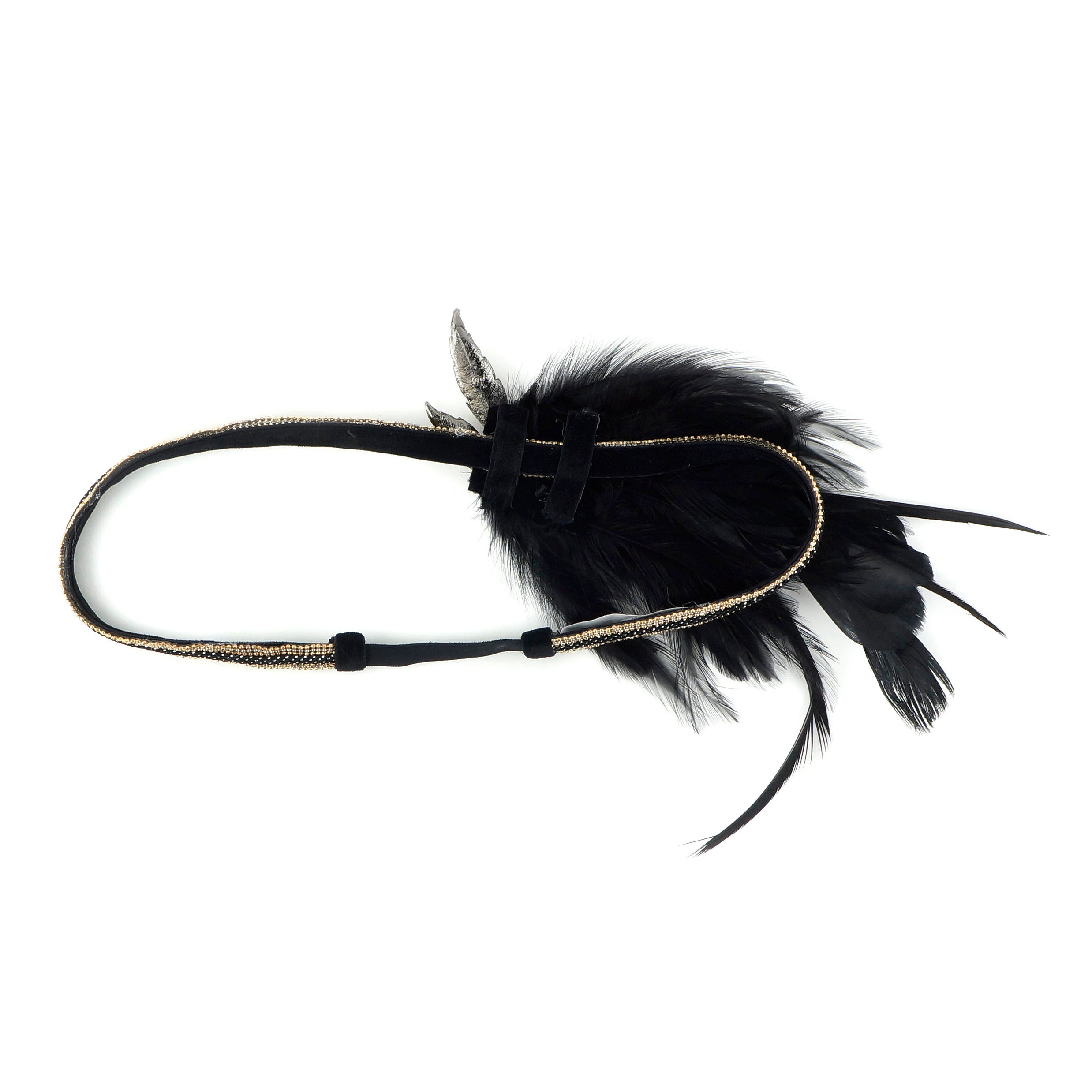 Black and Gold Ostrich Flapper Headband  1920's Feather Headpiece – Zucker  Feather Products, Inc.